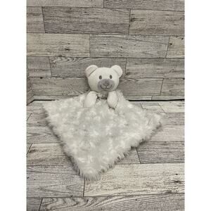 Little Beginnings White Baby Bear Lovey Security Blanket Swirl Minky Plush